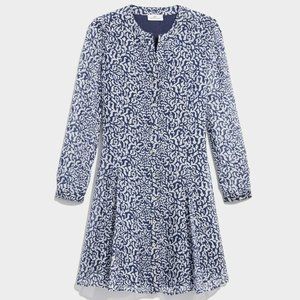 NEW Vineyard Vines Blue/White Geometric Pattern Silk Shirtdress 00 💙
